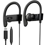 Avantree L171 - Over Ear Lightning Headphones Wired for iPhone, MFi Certified Earbuds, In Line Mic for Clear Calls, Good Sound & Comfortable, Ideal for Sports, Compatible with iPhone 14 13 12 11