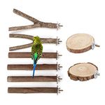 Mogokoyo 8 PCS Natural Wood Bird Perch Birdcage Stand Wooden Parrot Perch Stand Perch Platform Cage Accessories for Parrotlets Budgies Cockatiels Parakeets Lovebirds