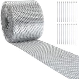 Tandefio Gutter Guard Aluminum Guards Mesh Filter Gutter Cover DIY Gutter Screen Protection Netting Roll with 20 Fixed Cable Tie and Anti Scratch Gloves for Leaves Twigs(Silver,5 Inch X 60 Feet)