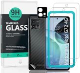 IBYWIND Screen Protector For Motorola Moto G72 4G（6.6 Inches）,2 Pack 9H Tempered Glass+1 Pack Metal Camera Len Protector+1 Back Film,HD Clear,Bubble Free,Easy Install,Fingerprint Compatible