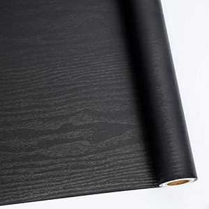 Black Wood Contact Paper 11.8 X 78.7 Decorative Self-Adhesive Film for Furniture Surfaces Easy to Clean