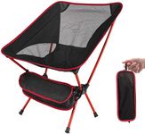 LAMA Folding Camping Chairs, Lightweight Camping Chairs, Portable Collapsible Packable Camp Chair, Compact Backpacking Camp Chairs with Carry Bag for Outdoor, Fishing, Hiking, Beach, Picnic Red