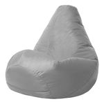 Bean Bag Bazaar High Back Recliner Chair, Grey, 87cm x 65cm, Large Living Room Gaming Bean Bags, Water Resistant Outdoor Lounger Beanbag