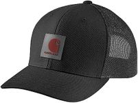 Carhartt Men's Rugged Flex Twill Mesh-Back Logo Patch Cap, Black, One Size