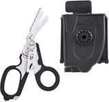 NZXVSE 6 in 1 Emergency Response Shears, 6 Functions Scissors with Strap Cutter and Glass Breaker, Portable Pocket Multi Tool with Utility Holster