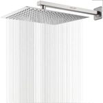 Mingle Mirror Stainless Steel 304 Square Ultra Slim High Pressure Rainfall Shower Head for bathroom With Arm Shower (12 * 12_24 INCH ARM)