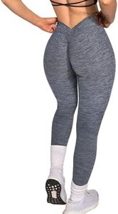 Danysu V Back Scrunch Butt Leggings for Women Soft High Waisted Booty Tights Workout Gym Yoga Pants, #1.heather Fog Grey, Small