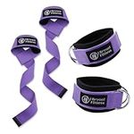 J Bryant Lifting Wrist Straps for Weightlifting and Ankle Strap for Cable Machines Booty Workouts Strength Training Attachments (Lilac)