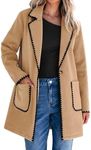 luvamia Women Long Coat Color Block Cardigan For Women Jackets For Women Trendy Spring Jackets Women Peacoat Jacket Womens Long Jacket Khaki Camel Women�’S Winter Coat Size Large Size 12 14