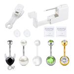 VFUN 10pcs Belly Piercing Kit,Stainless Steel 14G Belly Button Bars,13g Disposable Piercing Gun,Self Belly Piercing Body Jewelry for Women Men