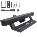 JUST-V Hitch Step for Pickup Truck Trailer Tow Hitch Step Textured Black Non-Slip Strong Steel Rear Bumper Step Hitch with Pin Lock U-Bolts 2" Hitch Receiver Stabilize 220LBS Maximum Load