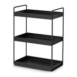 Aisung Metal 3-Tier Bathroom Countertop Organizer Vanity Tray Cosmetic & Makeup Storage Kitchen Spice Rack Standing Shelf, Black