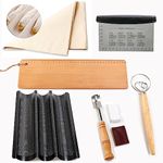 38cm Premium Durable Solid Hardwood Flipping Board Baguettes Transfer Peel -Ideal for Artisan Bread Baguettes Baking Bakers with Baking Tray - Dough Whisk - Dough Lame - 2 Couche and Scrapers