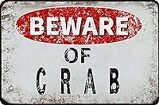 Beware of crab vintage Metal Tin Si