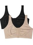 Fruit of the Loom Women's Front Close Sports Bra Bra, Sand/Black, 36