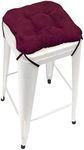 Barnett Home Decor Microsuede Claret Red Square Bar Stool Cushion with Ties - for 12" Metal Industrial Barstools - 12" Tolix-Style Counter-Height Chairs - Latex Foam, Machine Wash