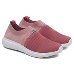 ASIAN Women's Elasto-02 Peach Knitted,Sports,Walking,Slipon Shoes UK-6