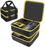 Case Compatible with Makita/for Dewalt Max Lithium-Ion Batteries, Double Layer Storage Tool Bag for Replacement Battery and Charger (Box Only) (Yellow)