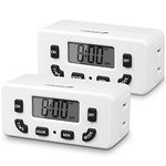 Fosmon 24 Hour Programmable Digital Timer Outlet (2 Pack), ON/Off Program, LCD Display, Mini Indoor Single Plug-in Outlet Timer, 125V 15A for Seasonal Light, Lamp, Heater, Portable Fan, Aquarium