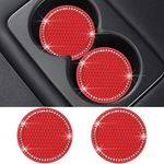 SUNACCL Bling Car Coasters PVC Travel Auto Cup Holder Insert Coaster Anti Slip Crystal Vehicle Interior Accessories Cup Mats for Women and Girl (2.75" Diameter,Pack of 2)