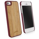 iPhone 5 Case, BoxWave® [True Bamboo Minimus Case] Hand Made, Real Wood Cover for Apple iPhone 5, 5s - Maroon