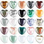 24 Pcs 1 Inch 25mm Natural Heart Shaped Stones Crystals and Gemstones Worry Stones Bulk Love Crystals Set Heart Shaped Rocks Heart Pocket Palm Stone for Stress Reiki Balancing Home Decoration Yoga