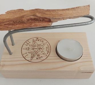 Palo Santo Quemador con Varillas metalicas para Palo Santo Incluye Vela y Palo Santo Modelo Tetra. Purifica Las Energías, Limpieza de casa, Negocio, Aura, Ritual