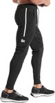 BROKIG Men's Lightweight Joggers Track Pants,Workout Gym Athletic Sweatpants for Men with Zip Pockets(Black,Medium)