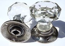 Peter Sharpe Clear sparkling cut glass door knobs CHROME base (pair)