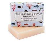 Clovelly Soap Co Natural Handmade Shampoo Soap Bar with Eucalyptus mint and Lemon for Dry-Normal Hair and Scalp 100g