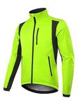 BERGRISAR Winter Thermal Cycling Jacket Mens Bike Running Jacket Waterproof Windproof Fleece Cycle Clothing Green XL