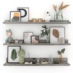 Giftgarden 36 Inch Grey Floating Shelves for Wall Mount, Gray Wood Wall Shelf Ledge for Bathroom Bedroom Living Room Kitchen Storage, Set of 3 Different Sizes Small Picture Ledge