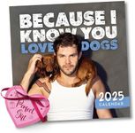 Hot Guys & Dogs Funny Calendar 2025-12"x12" Monthly Wall Calendar Planner - Gag Gifts - Valentine's Day Gifts for Her, Girlfriend, Wife - Birthday Present Ideas for Women, Men