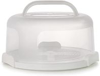 Zoofen Round Cake Carrier White Cake Stand 11 Inch Plastic Cake Container with Handle and Lid for Travel(White)