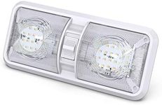 Leisure LED RV LED Ceiling Double Dome Light Fixture with ON/OFF Switch Interior Lighting for Car/RV/Trailer/Camper/Boat DC 12V Natural White 4000-4500K 48X2835SMD Natural White 4000-4500K, (1 Pack)