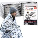 72 HRS MIL-SPEC Emergency Space Blankets Mylar Survival or Emergency Thermal Blankets for Camping, Hiking, Marathon, First Aid, Emergency Preparedness, Extreme Weather, Shelter (12-Pack)