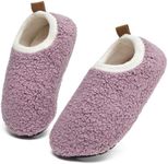 DADAWEN Toddler Boys Girls House Slippers Indoor Home Shoes Kids Baby Outdoor Lightweight Non-Slip Rubber Sole Winter Warm Slipper Soft Socks Shoes Purple US Size 1-1.5 Big Kid