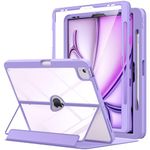 MoKo for iPad Air 13 Inch Case M2 2024 with Pencil Holder, iPad Air 13 Case, [Built-in Screen Protector], iPad Air 13" Case with Clear Back & Magnetic Multi Angle Stand Cover, Purple