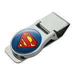 Superman Classic S Shield Logo Satin Chrome Plated Metal Money Clip