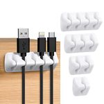 URAQT Cable Clip Organizer, 5 Pcs Mini Cable Management Organizer Set, Self Adhesive Wire Organizer for Home Office Desktop, Cable Holders for Power Cables, Charging Cables, Mouse Cables