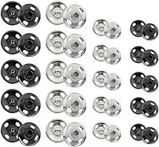 Willrain Sewing Snaps,120 Sets 8 mm and 10 mm,Black and Silver, Sew-on Snap Buttons Metal Snaps Fasteners Press Studs Buttons for Sewing