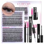 DIY Lash Extension Kit, 320 Pcs Eyelash Extension Kit Lash Clusters with Lash Bond and Seal and Remover Lash Applicator Tweezers Lash Brush Individual Lash Clusters Kit Eyelashes Extension by EYDEVRO