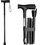 iCatchy Walking Flexible Stick, Easy Adjustable Height Folding Extendable Walking Aid Mobility Aid Collapsible Walking Stick for Unisex UKCA Approved (Black)