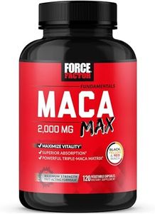 Force Factor Maca Max, Maca Root Capsules to Maximize Vitality & Performance, Made with Black Maca, Red Maca, & Yellow Maca Powder, Maca Root Powder, 2000mg, 120 Capsules