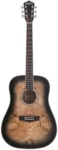 Washburn Deep Forest Burl 6 String Acoustic Guitar, Right, Black Fade (DFBDB)