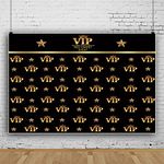 10x8ft Vinyl VIP Photography Backdrop Red Carpet Event Backdrops for Photoshoot Royal Crown Twinkle Black Gold Stars Baby Shower Graduation Birthday Party Banner Photo Studio Props