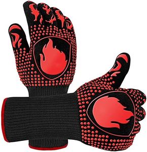 BBQ Gloves, Oven Mitts Grilling Gloves - 1472℉ Extreme Heat Resistant Oven Gloves, Non-Slip Silicone Cooking Gloves for Grilling, Barbecue, Baking, Welding (A Pair)