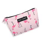 Betsey Johnson 8.5 Inch Zipper Cosmetic Pouch Small Toiletry Bag–Lightweight Durable Polyester Organizer with Inner Zipped Pocket Good For Makeup Accessories and Travel Needs, Flamingo Strut