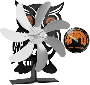 Tanfix 7 Blade Wood Stove Fan Heat Powered Owl Design Fireplace Fan with Thermometer Silent Efficient Warm Air Circulation Durable Heat Powered Stove Fan for Wood Burners