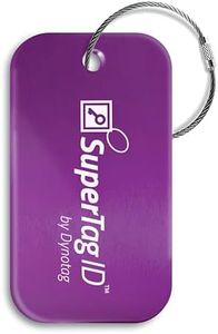 Dynotag® Sentry Series Solid Metal Web Enabled Smart Luggage Tag ID + Steel Loop, Anodized Aluminum with DynoIQ™ & Lifetime Recovery Service (Imperial Purple)